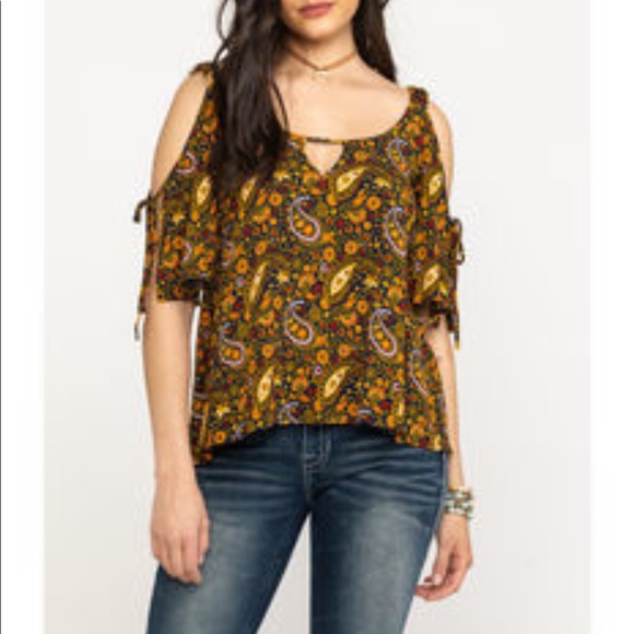Shyanne Tops - Shyanne cold shoulder paisley blouse